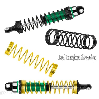 Big Bore Shocks & Shock Tower Upgrades Part for 1/10 Big Rock/Granite/Senton 3S BLX,1/8 Typhon 3S BLX Mega550,4Pcs RC Aluminum Full Metal Shocks Absorber & Front Rear Shock Tower,Green