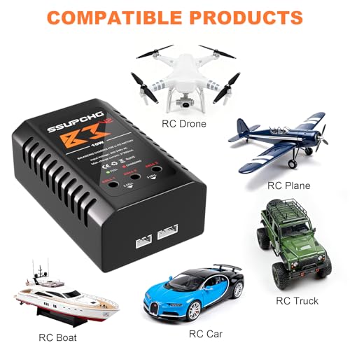LiPo Battery Charger, Balance Charger for 2S 3S XHR Plug Battery | Smart Chip for safe balanced charging Designed for 2S 3S LiPo batteries with XHR Plug Ideal for RC toys and models