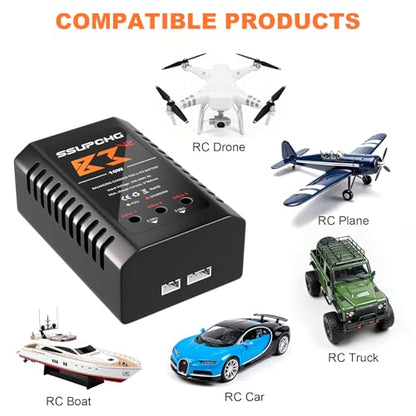 LiPo Battery Charger, Balance Charger for 2S 3S XHR Plug Battery | Smart Chip for safe balanced charging Designed for 2S 3S LiPo batteries with XHR Plug Ideal for RC toys and models