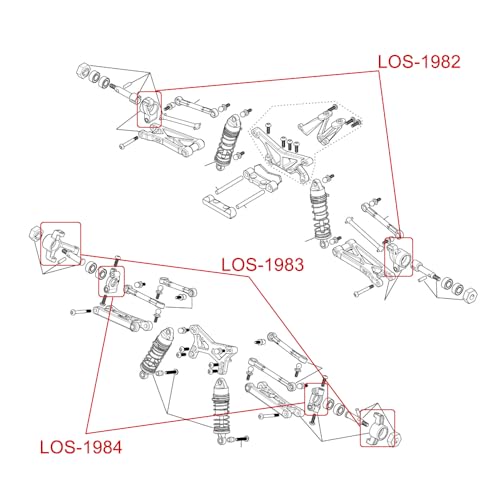 GLOBACT Aluminum Spindles & Caster Blocks & Rear Hubs Set for LOSI 1/24 Micro-B 1/28 Micro-T RC Upgrade Parts Replace LOS-1982 LOS-1984 LOS-1983