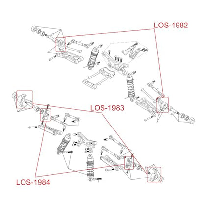 GLOBACT Aluminum Spindles & Caster Blocks & Rear Hubs Set for LOSI 1/24 Micro-B 1/28 Micro-T RC Upgrade Parts Replace LOS-1982 LOS-1984 LOS-1983