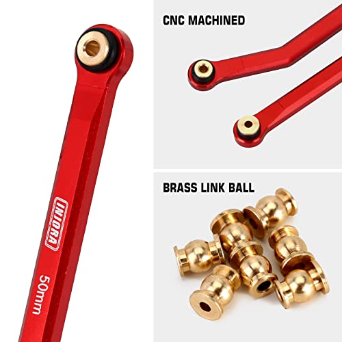 INJORA Aluminum 4 Link Set for SCX24 C10 JLU Bronco Base Camp 4Runner, Red - color: Red