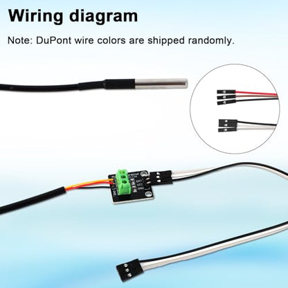 2pcs Temperature Sensor Probe Kit, Waterproof DS18B20 Temperature Sensor Probe with Resistance Needle Adaptor Panel & Dupont Wire for Arduino Raspberry Pi DIY Projects