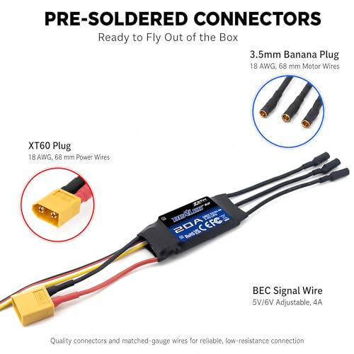 ZTW Beatles G2 20A ESC 2-4S Built-in Switching BEC 5V/6V 4A Brushless Speed Control for RC Airplane Aircraft Fixed-Wing - size: 20A