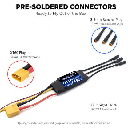 ZTW Beatles G2 20A ESC 2-4S Built-in Switching BEC 5V/6V 4A Brushless Speed Control for RC Airplane Aircraft Fixed-Wing - size: 20A