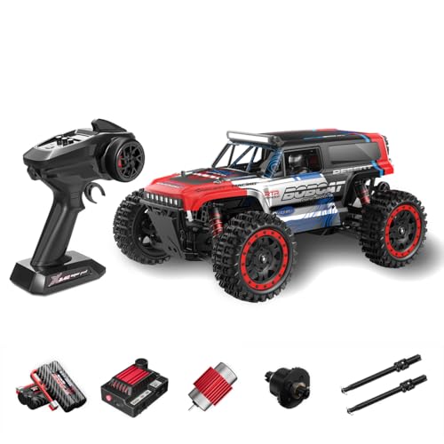 1/16 S912 RC Rock Crawlers, 2.4G 4WD Brushless Full-Proportional 36KM/h High-Speed Off-Road RC Rock Trucks, All Terrain Climbing Car for Adult (Two Batteries) - style: Red S912