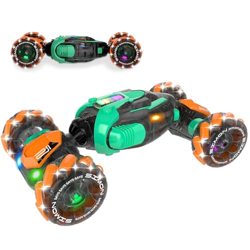 Gesture Sensing RC Stunt Car - Boys Toys Age 6-8-12, 360° Rotating 4WD Hand Controlled Remote Control Twist Car with Light & Music, Cool Toys and Ideas Gifts for Children Age 7 9 10 11 12 Years Old