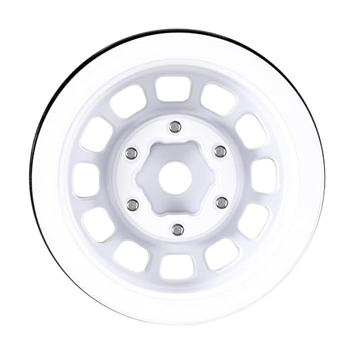 INJORA 1.0" Aluminum Beadlock Wheels 0mm Offset for 1/18 1/24 RC Crawler Upgrade, W1056(White) - color: White