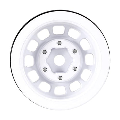 INJORA 1.0" Aluminum Beadlock Wheels 0mm Offset for 1/18 1/24 RC Crawler Upgrade, W1056(White) - color: White