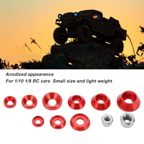 HERCHR Aluminum Alloy Cone Cup Head Screw Gasket Washer Counterbore Washers Gaskets Cup Shim Conical Washer Shim - color: red