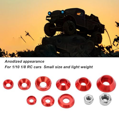 HERCHR Aluminum Alloy Cone Cup Head Screw Gasket Washer Counterbore Washers Gaskets Cup Shim Conical Washer Shim - color: red