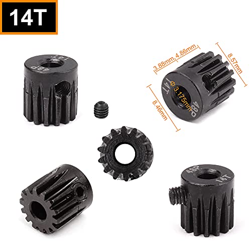 Hobbypark Metal Steel 48P Pinion Gear Set 3.175mm Shaft Hole 13T 14T 15T 16T 48 Pitch Motor Gears Kit for RC Car (4-Pack)