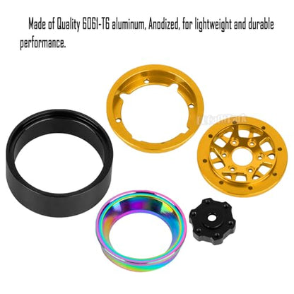 RC 1.3 Beadlock Wheel Rims for 1/18 TRX4M 1/24 SCX24 RC Crawler Car,Aluminum Alloy Beadlock Wheel Rim Hub,4Pcs RC Off Road Buggy Rally Truck Car Wheels Rims,Yellow - color: Yellow - (1.3 Beadlock Rims)