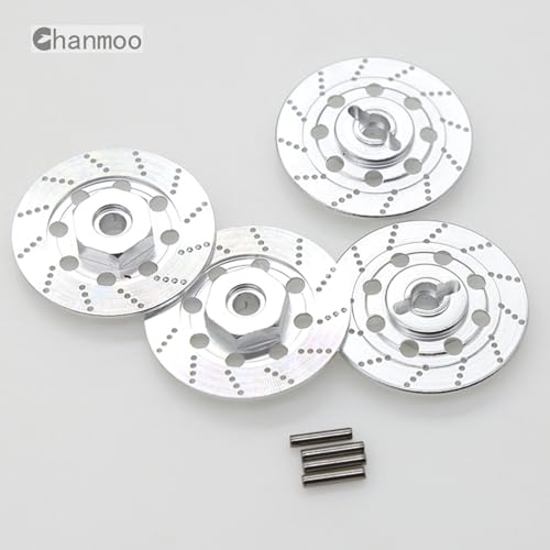1/10 RC Aluminum Alloy 12mm Hex Drift Wheels Rim Tires Hub Brake Disc Compatible with 1/10 RC On Road Rally Touring Racing Street Car Traxxas Tamiya HSP HPI Redcat Racing 4PCS (Silvery) - color: Silvery