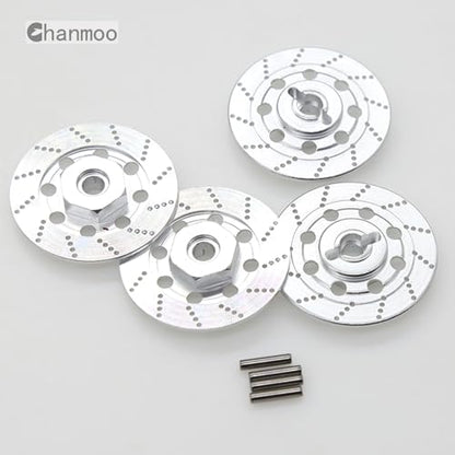 1/10 RC Aluminum Alloy 12mm Hex Drift Wheels Rim Tires Hub Brake Disc Compatible with 1/10 RC On Road Rally Touring Racing Street Car Traxxas Tamiya HSP HPI Redcat Racing 4PCS (Silvery) - color: Silvery