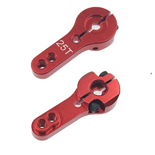 ShareGoo 5PCS Aluminum 25T Servo Horn M3 Threads 25T Steering Arm Compatible with Futaba Savox Xcore HSP TowerPro MG Servo RC Car Truck Buggy Airplane,Red