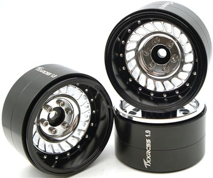 Super Heavy Rc 1.9 Beadlock Wheels Offsets -10mm Rims for 1/10 RC Crawler (Silver Black) XX - color: Silver Black