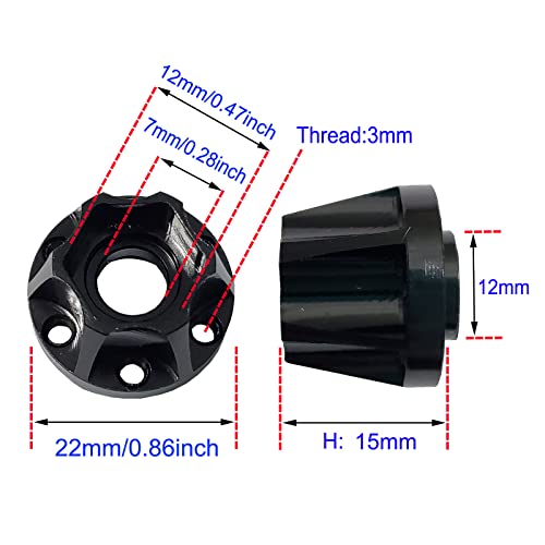 4Pcs RC Metal 12mm Hex Wheel Hub Adapters for 1/10 RC Crawler(15mm) | 1.9/2.2inch Beadlock Wheel Rim Adapter,15mm Extension Wheel Adapter,Alloy Metal,Black - size: 15mm