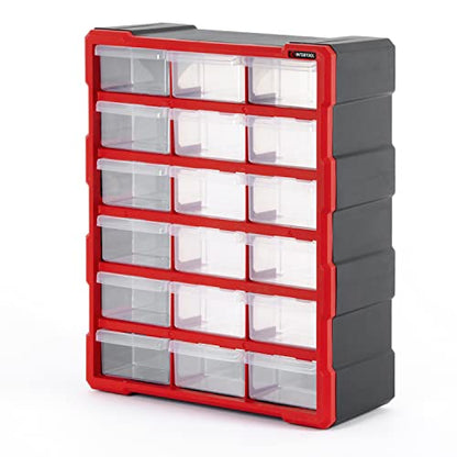 Small Parts Organizer for Hardware & Screws | 18 Removable Bins with Dividers | Wall Mount or Desktop Craft & Lego Storage Cabinet | 19” x 15” x 7” BX08-4019 - style: 18 Drawers