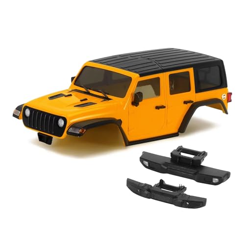 RC Upgrade Parts for TRX4M for Bronco for Defender for Chassis 4M-66 1/18 RC Crawler 6.10in Wheelbase ABS Hardtop Body Kit with Front Rear Bumpers(Yellow) - size: Yellow