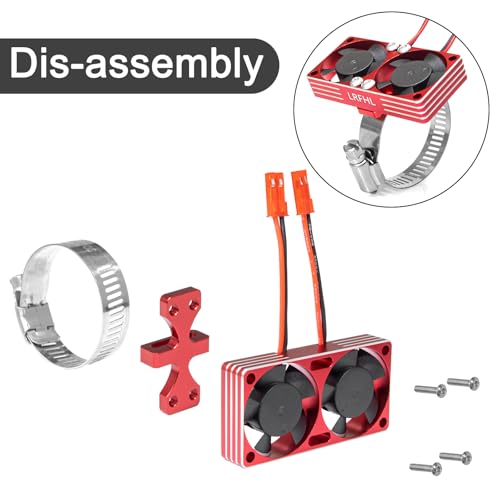 1/7 1/8 1/10 RC Cooling Fan Heat Sink with Adjustable Mount 35-43mm | for 1/7 1/8 1/10 RC Crawler Car 3660 3670 4074 4068 4274, 22000 RPM - style: Red 30*30mm