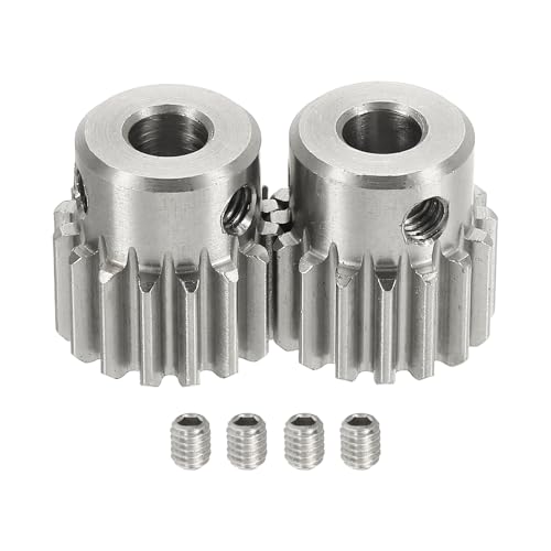 uxcell 2Pcs 1 Mod 16T Spur Gear 6mm Bore, 304 Stainless Steel Pinion Gear, 20°Pressure Angle, for Spur Rack and RC Model Car or Motor DIY(14mm) - size: 1 Mod 16T, 6mm x 14mm