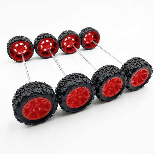 10PCS Toy Car Wheels 34mm Toy Car Rubber Tire Wheels with 5PCS Shaft Round Rod Axles for RC Car Truck Robot DIY Model Toy Parts (2x15x34mm) - style: 2x15x34mm