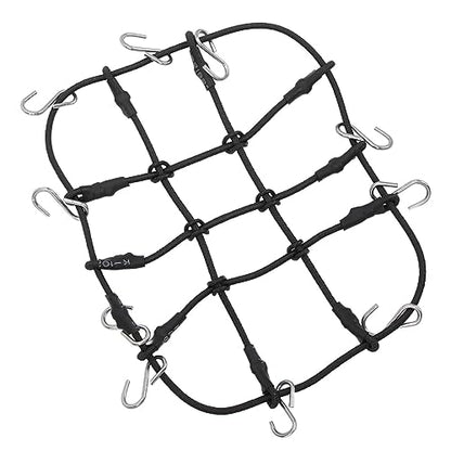 1/18 RC Elastic Luggage Net with Decorative RC Crawler Car Luggage Net for 1/18 RC Cars, for scx24 1/24 Roof Rack, RC Accessories (Black)