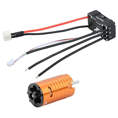 2 Pole 3 Slot Large Torque Motor CNC Aluminum Radiator 6061 1/24 1/32 Mini Z Car Brushless Motor ESC Set for RC Car (Orange 9500KV) - color: Orange 9500KV