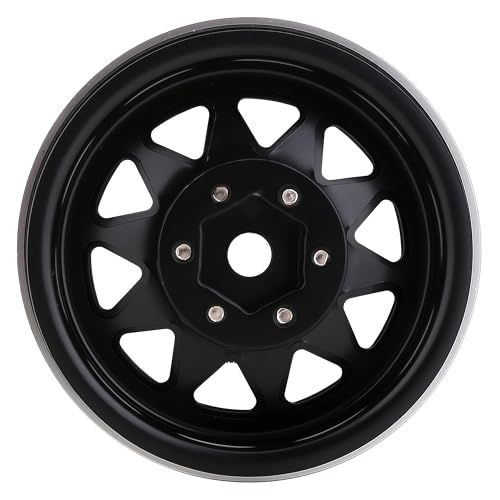 4PCS AMK 1.9 Steel Beadlock Wheels with 12mm Hex & -8.9mm Offset Wheel Rims for 1/10 RC Rock Crawler TRX4 TRX6 SCX10 CAPRA-10 Redcat Gen8 1.9 Wheels Upgrade (Black) - color: Black