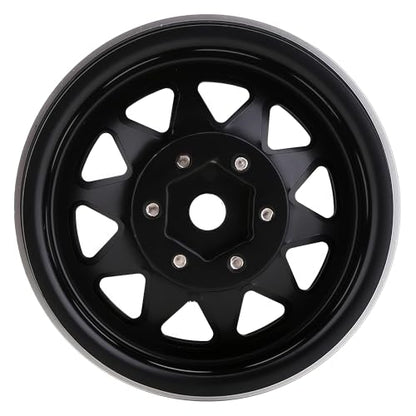 4PCS AMK 1.9 Steel Beadlock Wheels with 12mm Hex & -8.9mm Offset Wheel Rims for 1/10 RC Rock Crawler TRX4 TRX6 SCX10 CAPRA-10 Redcat Gen8 1.9 Wheels Upgrade (Black) - color: Black