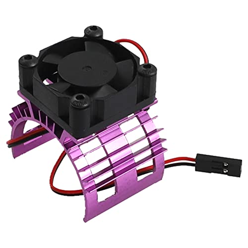 Share Goo Alloy Heat Sink Heatsink with 5V Cooling Fan for 1/10 Car 540 550 3650 Size Brushless Engine Motor RC Car Truck Buggy Crawler (Purple)