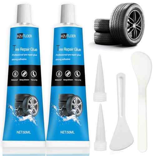 2-Pack Tire Repair Adhesive (3.38oz/100ml) | Black Rubber Cement Glue for Tire Puncture Repair Kit | Car, Truck, Motorcycle, Tractor