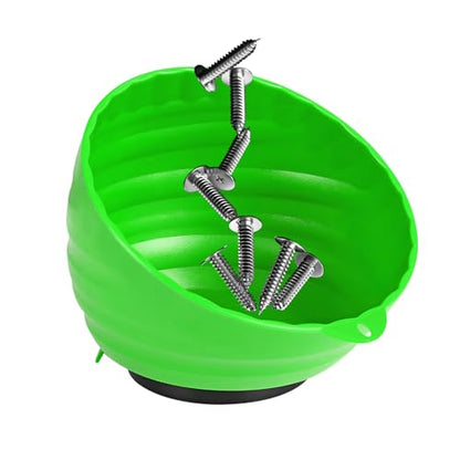 Magnetic Nut Cup, 6 Inch Cup Diameter Curved Magnetic Screws Bowl Holds Up to 5 Pounds, Multi-Use Parts Tray Nuts Bolts Organizer Attaches to Metal Surfaces, Car Accessories (Green) - color: Green