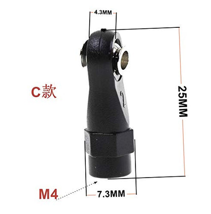 Share Goo 10Pack M4 Plastic Tie Rod End Ball Joint Link Ball Head Holder Compatible with Traxxas TRX-4 Axial SCX10 HSP 90046 90047 1/10 RC Crawlers Car (25mm) - size: 25mm