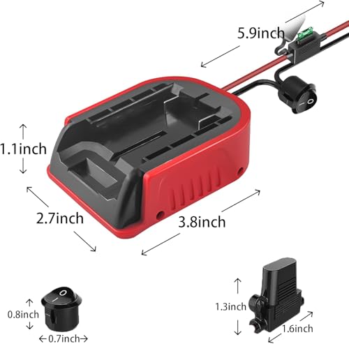 Power Wheel Adapter for Craftsman 20V Battery,for Craftsman 20V Li Battery Adapter with Switch & Fuses & Wire Terminals, with 14 AWG Wire,Power Convertor for DIY,RC Toys,Robotics and Work Lights - style: for Craftsman 20V Battery Adapter 1PC