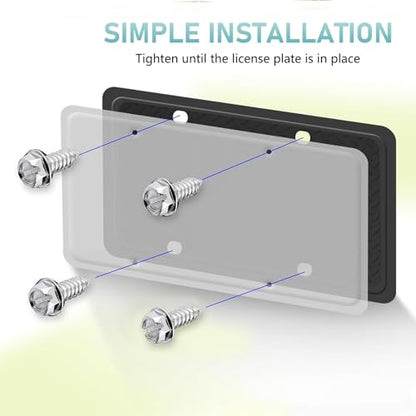 4PCS License Plate Screws, Stainless Steel License Plate Bolts Kit, Rustproof Self Tapping Mounting License Plates Security Fasteners, Universal for Car Truck SUV (Silver) - color: Silver
