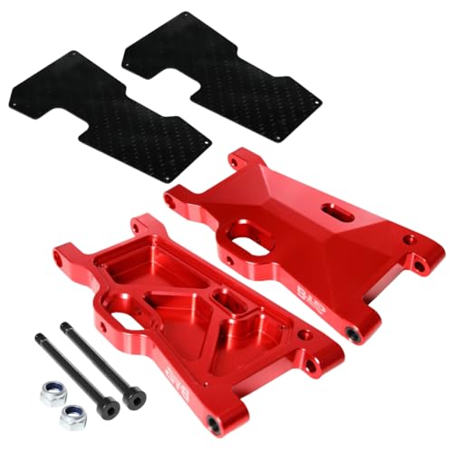 GTBRacing CNC Aluminum Alloy Front Rear Universal Suspension Arms Set for 1/5 RC Car LOSI Desert Buggy XL DBXL DBXL-E V1.0/2.0 Upgrade Part (with Carbon Fiber Plate Red) | Aluminum Losi dbxl arm - color: With Carbon Fiber Plate Red