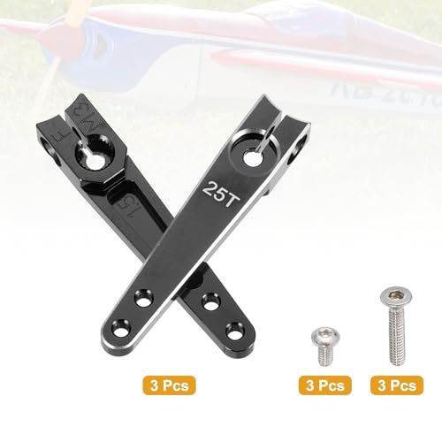 MECCANIXITY Aluminum Alloy 1.5 inch 25T Steering Servo Arm Horn Black for Car/Boat/Airplane Boat Accessories Pack of 3 - color: Black