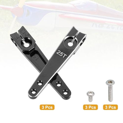 MECCANIXITY Aluminum Alloy 1.5 inch 25T Steering Servo Arm Horn Black for Car/Boat/Airplane Boat Accessories Pack of 3 - color: Black