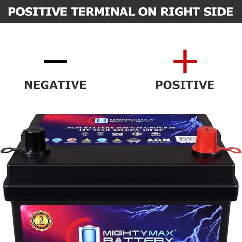 Mighty Max Battery MM-G35 Start and Stop Car BCI Group Size 35 12V 55Ah, 100RC, 650 CCA Rechargeable AGM Car battery - style: Group 35