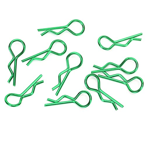 Qiilu Durable RC Body Clips for 1/5 1/6 /8 /10 RC Car - 10Pcs Metal Shell Clip Pins, Teardropshaped Pull Tabs (Green) - color: Green