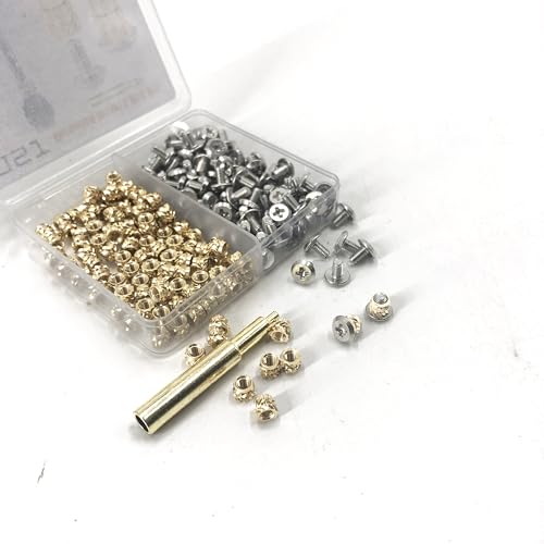 200Pcs Threaded Inserts Bolt Set 100pcs M3x4x5 Heat Set Insert Brass Nut with 100pcs Bolt for 3D Printed Plastic Parts - size: (200pcs) M3x4x5