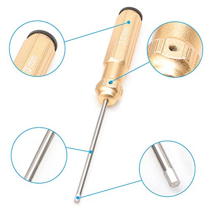 4Pcs RC Screw Driver Kit, 1.5/2.0/2.5/3.0mm Nut Screwdrivers with Small Cross Wrenches Sleeve, Hex Driver Repair Tool Set for RC Car Helicopter Models