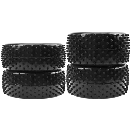 RC OD 85mm/3.34" Front Rear Rubber Tire Tyre & Plastic Wheel Rims 12mm Hex Hub 7-Spoke Compatible with Redcat HPI HSP Kyosho Losi 1/10 1/12 Scale Off Road RC Buggy,Set of 4
