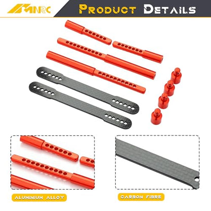 Alum Body Post Mount Front & Rear Shell Column for for Axial SCX10 II 90046 90047 1/10 RC Upgrades Part Red - color: Red