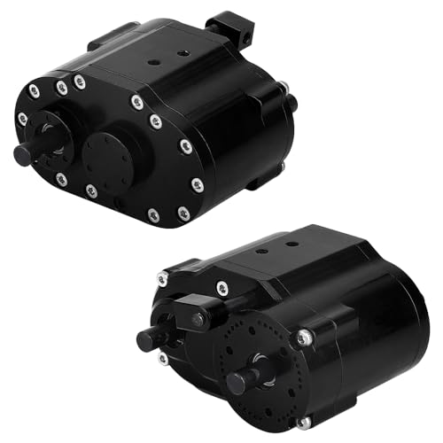 2 Speeds Transfer Case Gearbox Dual Speed Transmission Box 46x53x32mm for Axial SCX10 RC4WD D90 1/10 RC Crawler Upgrade Parts (Black) - color: Black