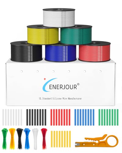 24 Gauge Wire 600FT, 24 AWG Flexible Silicone Cable, Each Wire Spool 100FT | Stranded Tinned Copper Cable 6 Colors Hook up Wiring kit for 12V 24V, DIY, Automotive, Battery, 200℃ - size: 24AWG-6C, 100FT
