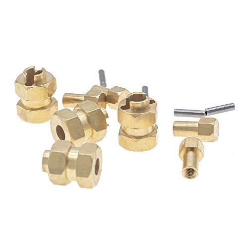 4Pcs Brass Extended 7mm Hex Wheel Hubs 8mm Thick for AXIAL SCX24 Upgrades 1/24 RC Crawler Car+5mm