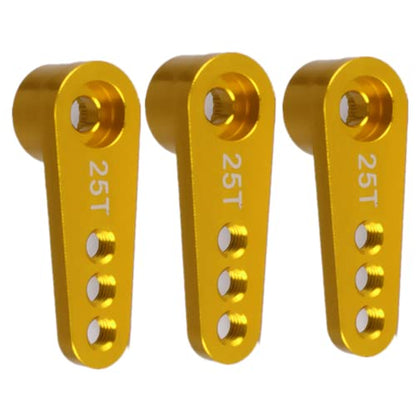 Aluminum 25T Steering Servo Horn Arm,RC Steering Servo Arm Horn for RC 1:8 1:10 Model Car/Boat Futaba HSP HPI Wltoys Himoto Redcat Axial 3 pcs/Set（Yellow） - color: Yellow
